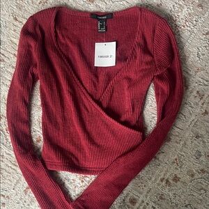 Forever 21 Burgundy Ribbed Top